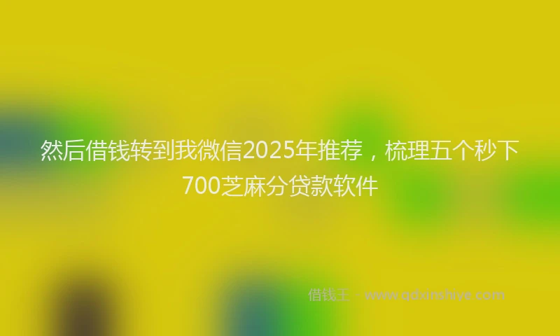 然后借钱转到我微信2025年推荐，梳理五个秒下700芝麻分贷款软件