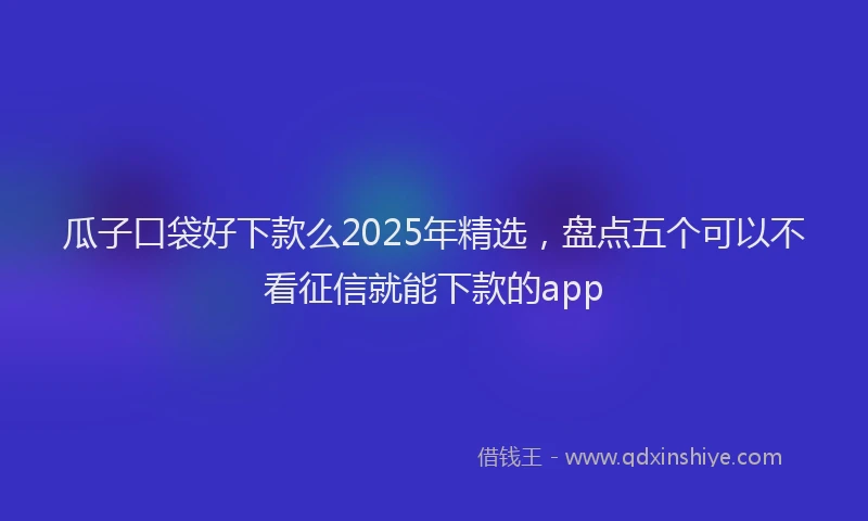 瓜子口袋好下款么2025年精选，盘点五个可以不看征信就能下款的app