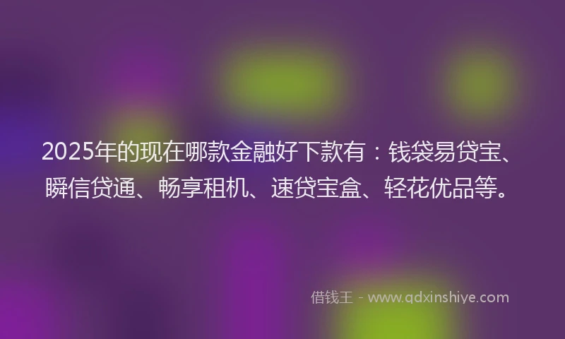 2025年的现在哪款金融好下款有：钱袋易贷宝、瞬信贷通、畅享租机、速贷宝盒、轻花优品等。
