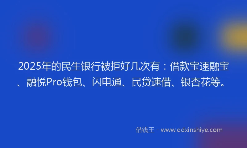 2025年的民生银行被拒好几次有：借款宝速融宝、融悦Pro钱包、闪电通、民贷速借、银杏花等。