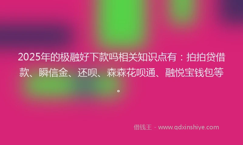 2025年的极融好下款吗相关知识点有：拍拍贷借款、瞬信金、还呗、森森花呗通、融悦宝钱包等。