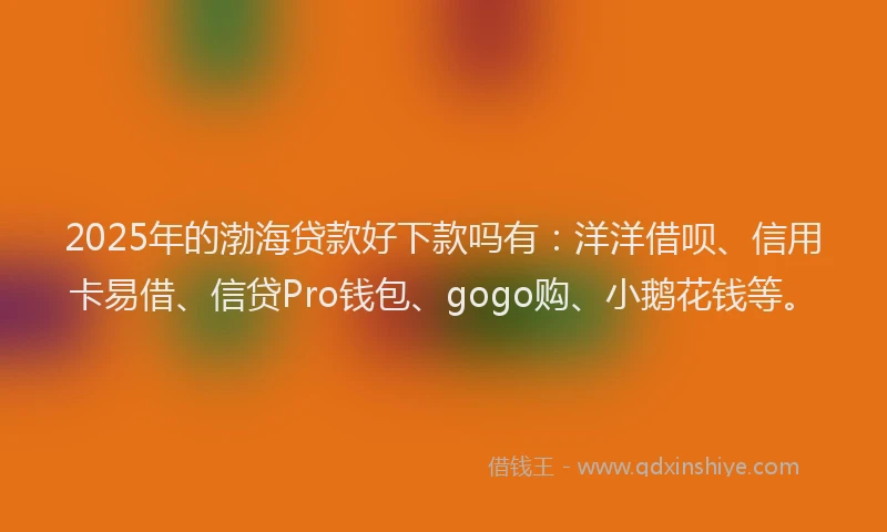 2025年的渤海贷款好下款吗有：洋洋借呗、信用卡易借、信贷Pro钱包、gogo购、小鹅花钱等。