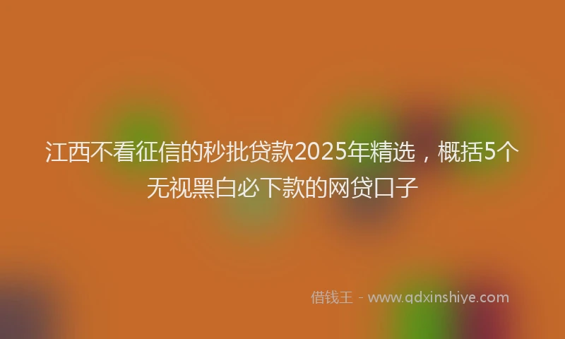 江西不看征信的秒批贷款2025年精选，概括5个无视黑白必下款的网贷口子