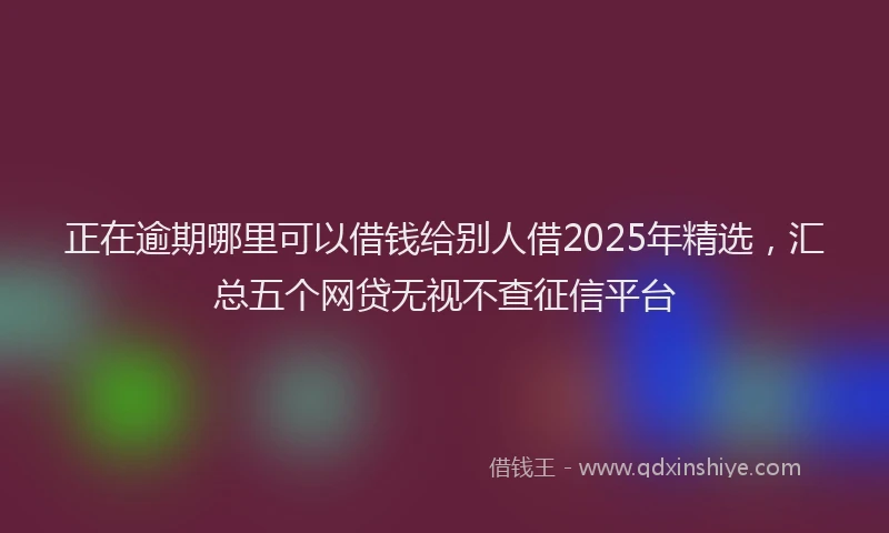 正在逾期哪里可以借钱给别人借2025年精选，汇总五个网贷无视不查征信平台