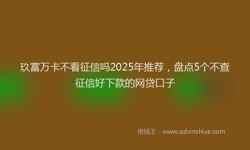 玖富万卡不看征信吗2025年推荐，盘点5个不查征信好下款的网贷口子