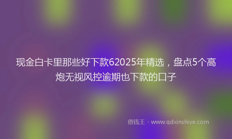 现金白卡里那些好下款62025年精选，盘点5个高炮无视风控逾期也下款的口子