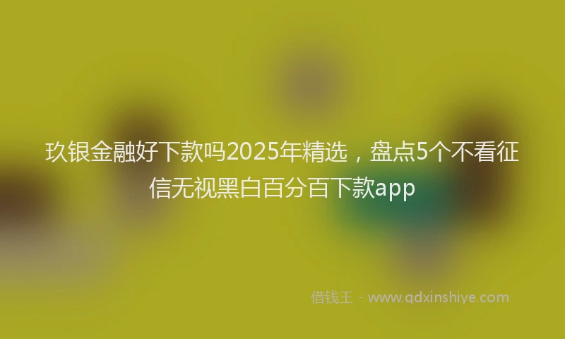 玖银金融好下款吗2025年精选，盘点5个不看征信无视黑白百分百下款app