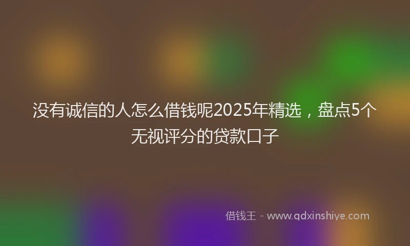 没有诚信的人怎么借钱呢2025年精选，盘点5个无视评分的贷款口子