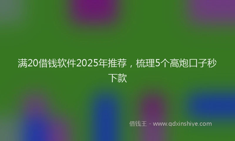 满20借钱软件2025年推荐，梳理5个高炮口子秒下款
