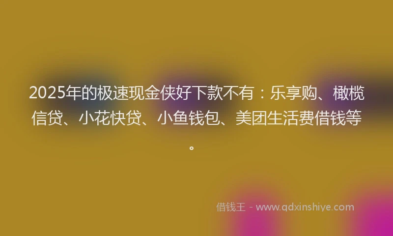 2025年的极速现金侠好下款不有：乐享购、橄榄信贷、小花快贷、小鱼钱包、美团生活费借钱等。