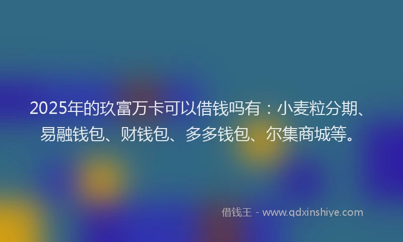 2025年的玖富万卡可以借钱吗有：小麦粒分期、易融钱包、财钱包、多多钱包、尔集商城等。