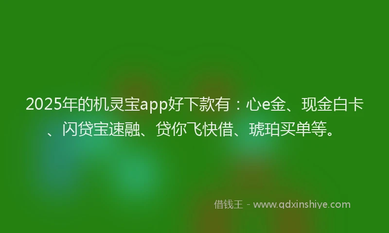 2025年的机灵宝app好下款有：心e金、现金白卡、闪贷宝速融、贷你飞快借、琥珀买单等。