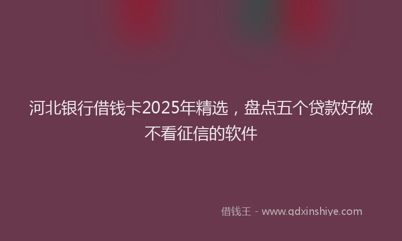 河北银行借钱卡2025年精选，盘点五个贷款好做不看征信的软件
