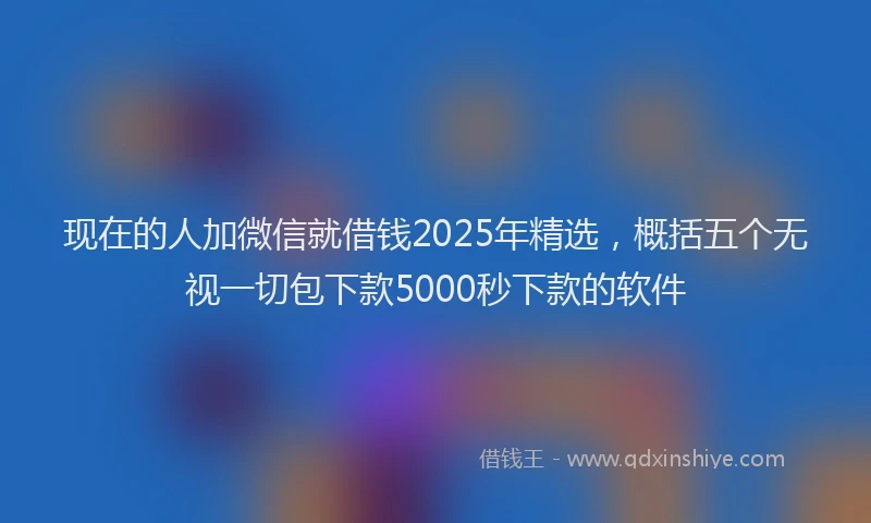 现在的人加微信就借钱2025年精选，概括五个无视一切包下款5000秒下款的软件