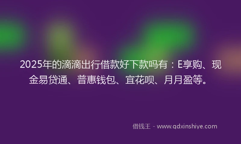 2025年的滴滴出行借款好下款吗有：E享购、现金易贷通、普惠钱包、宜花呗、月月盈等。