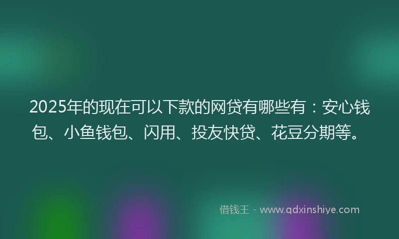 2025年的现在可以下款的网贷有哪些有：安心钱包、小鱼钱包、闪用、投友快贷、花豆分期等。