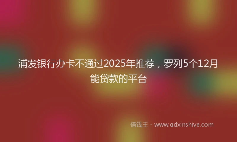 浦发银行办卡不通过2025年推荐，罗列5个12月能贷款的平台