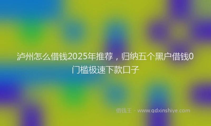 泸州怎么借钱2025年推荐，归纳五个黑户借钱0门槛极速下款口子