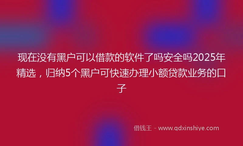 现在没有黑户可以借款的软件了吗安全吗2025年精选，归纳5个黑户可快速办理小额贷款业务的口子