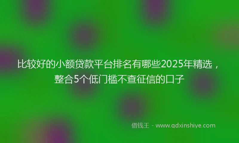 比较好的小额贷款平台排名有哪些2025年精选，整合5个低门槛不查征信的口子