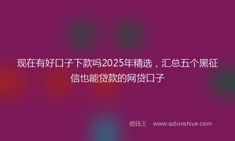 现在有好口子下款吗2025年精选，汇总五个黑征信也能贷款的网贷口子