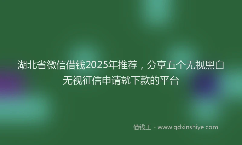 湖北省微信借钱2025年推荐，分享五个无视黑白无视征信申请就下款的平台