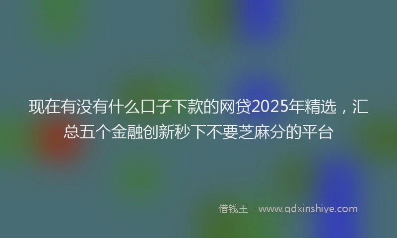 现在有没有什么口子下款的网贷2025年精选，汇总五个金融创新秒下不要芝麻分的平台