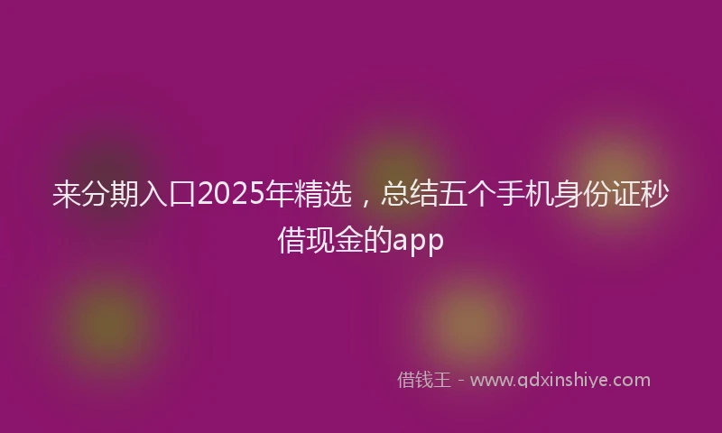 来分期入口2025年精选，总结五个手机身份证秒借现金的app