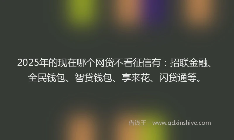 2025年的现在哪个网贷不看征信有：招联金融、全民钱包、智贷钱包、享来花、闪贷通等。