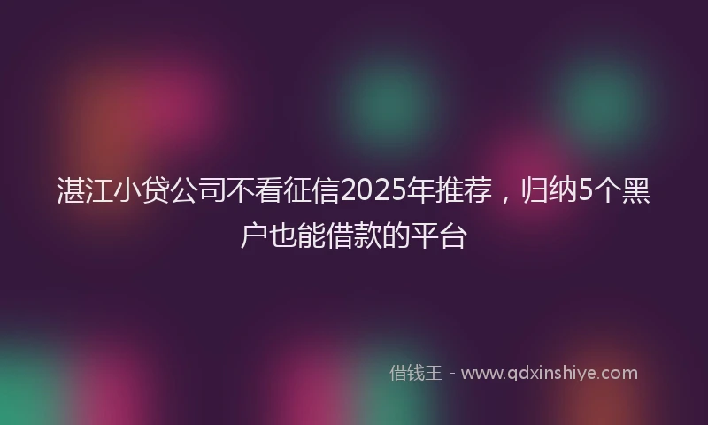 湛江小贷公司不看征信2025年推荐，归纳5个黑户也能借款的平台