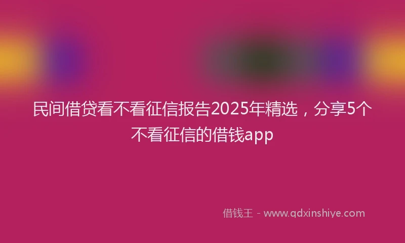 民间借贷看不看征信报告2025年精选，分享5个不看征信的借钱app
