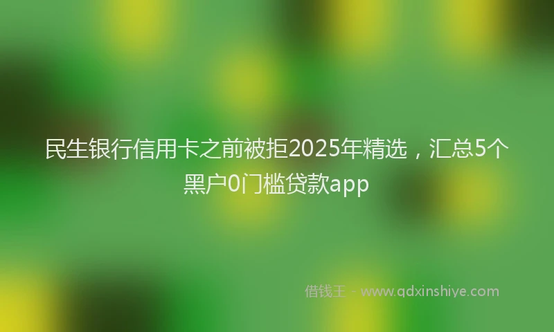 民生银行信用卡之前被拒2025年精选，汇总5个黑户0门槛贷款app