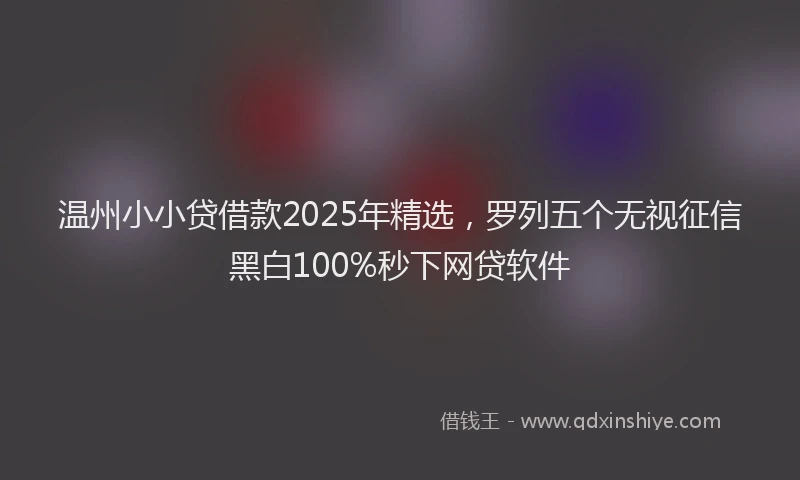 温州小小贷借款2025年精选，罗列五个无视征信黑白100%秒下网贷软件