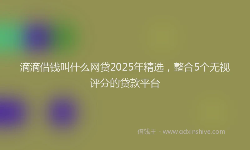 滴滴借钱叫什么网贷2025年精选，整合5个无视评分的贷款平台