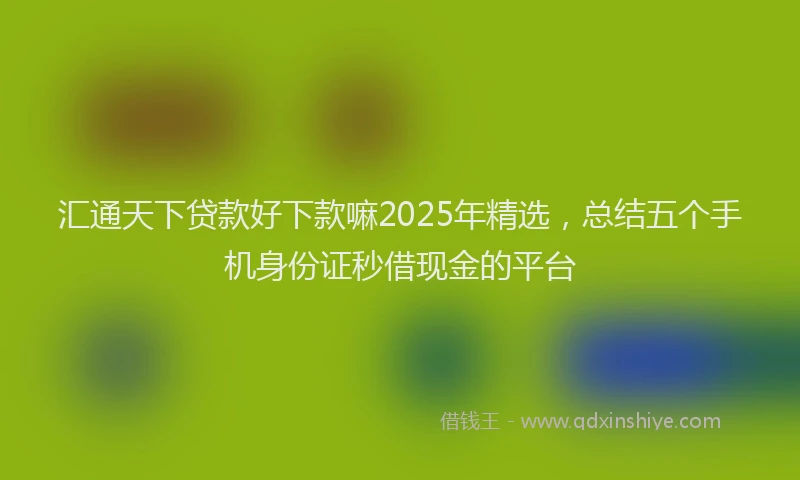 汇通天下贷款好下款嘛2025年精选，总结五个手机身份证秒借现金的平台