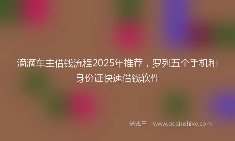 滴滴车主借钱流程2025年推荐，罗列五个手机和身份证快速借钱软件