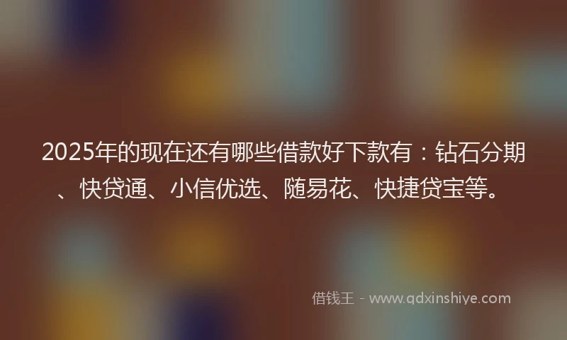2025年的现在还有哪些借款好下款有：钻石分期、快贷通、小信优选、随易花、快捷贷宝等。