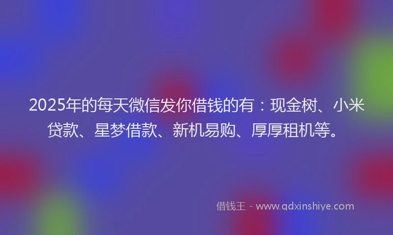 2025年的每天微信发你借钱的有：现金树、小米贷款、星梦借款、新机易购、厚厚租机等。