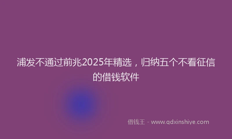浦发不通过前兆2025年精选，归纳五个不看征信的借钱软件