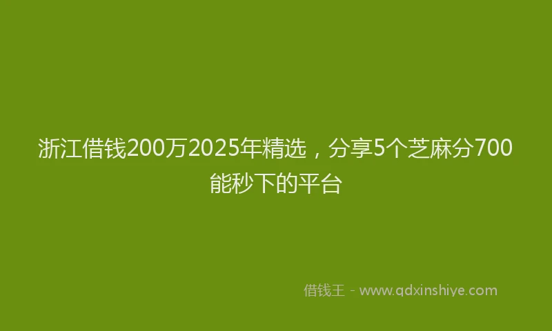 浙江借钱200万2025年精选，分享5个芝麻分700能秒下的平台
