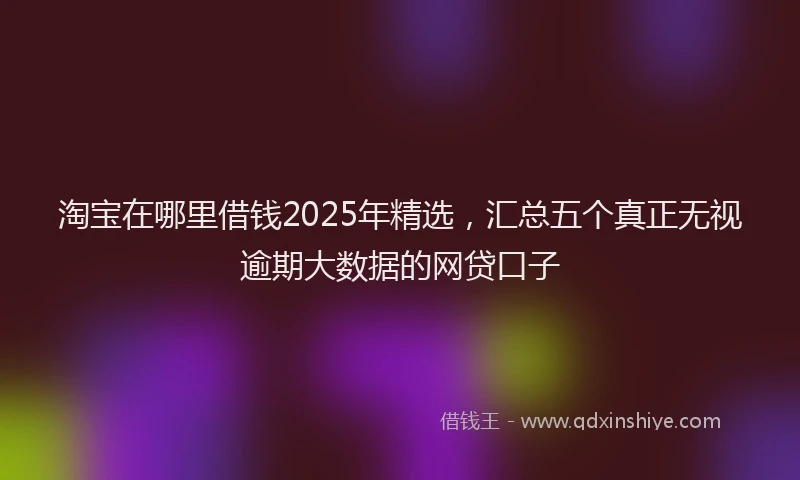 淘宝在哪里借钱2025年精选，汇总五个真正无视逾期大数据的网贷口子