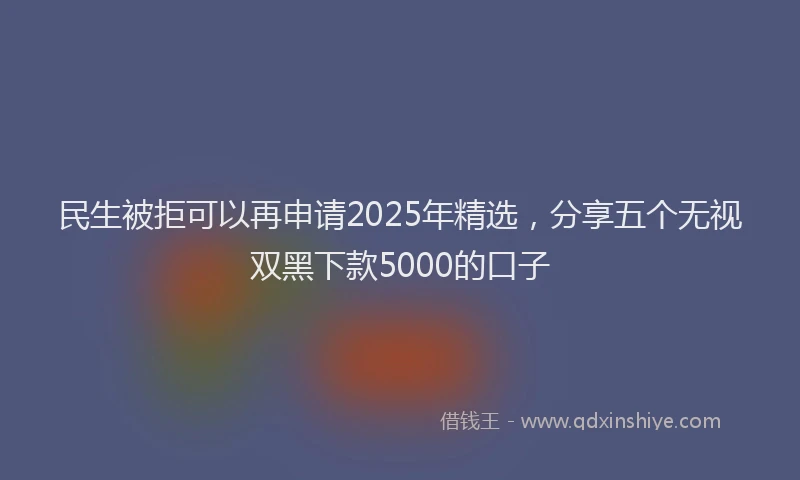 民生被拒可以再申请2025年精选，分享五个无视双黑下款5000的口子