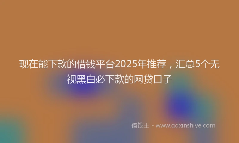 现在能下款的借钱平台2025年推荐，汇总5个无视黑白必下款的网贷口子