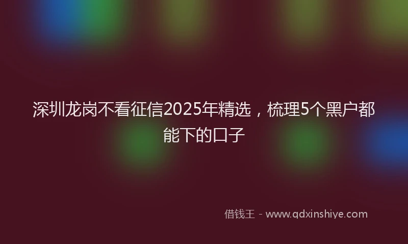 深圳龙岗不看征信2025年精选，梳理5个黑户都能下的口子