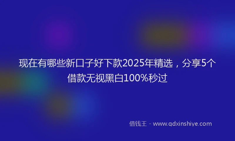 现在有哪些新口子好下款2025年精选，分享5个借款无视黑白100%秒过