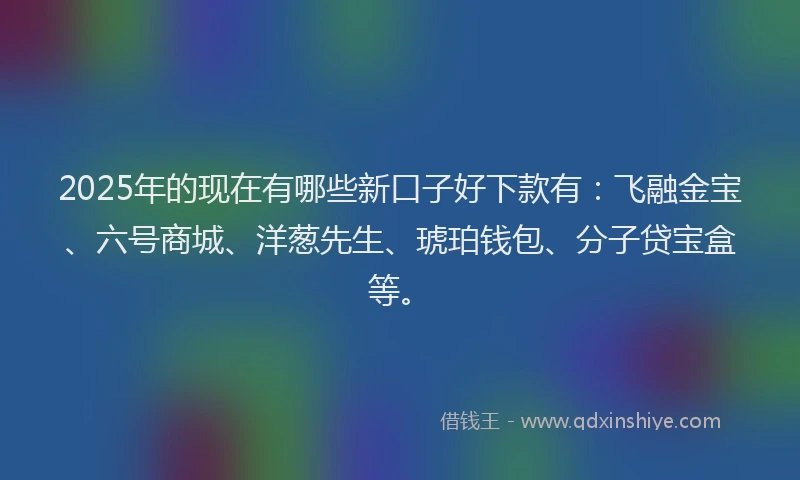 2025年的现在有哪些新口子好下款有：飞融金宝、六号商城、洋葱先生、琥珀钱包、分子贷宝盒等。