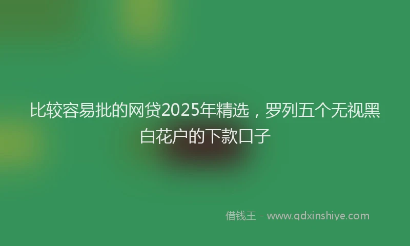 比较容易批的网贷2025年精选，罗列五个无视黑白花户的下款口子