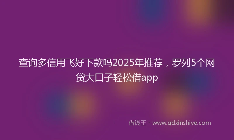 查询多信用飞好下款吗2025年推荐，罗列5个网贷大口子轻松借app