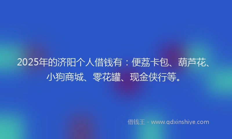 2025年的济阳个人借钱有：便荔卡包、葫芦花、小狗商城、零花罐、现金侠行等。