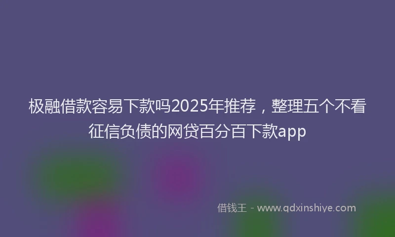 极融借款容易下款吗2025年推荐，整理五个不看征信负债的网贷百分百下款app